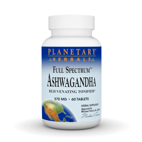 Planetary Herbals Full Spectrum Ashwagandha, Rejuvenating Tonifier*, 570 mg - 60 Tablets