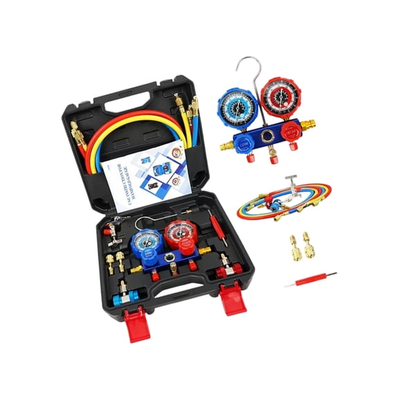Strong ABS Automotive Refrigerants Charging Tool Set with Leak Proof Connector & Easy Carry Case for R22 R134 R404 R41