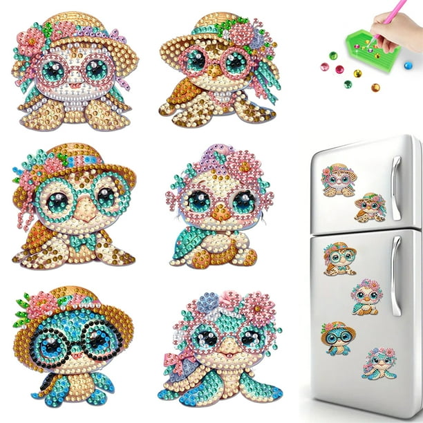 Etiqueta Engomada Los Imanes Del Refrigerador Arte Diamante 6 Uds Patrón Colorido Acrílico