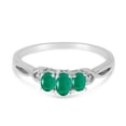 thumbnail image 6 of 10k White Gold Oval Emerald And Diamond Three Stone Ring, 6 of 6