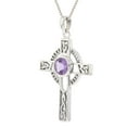 thumbnail image 2 of Jewelry Trends Sterling Silver Celtic Knotwork Cross with Amethyst Pendant on 18 Inch Chain Necklace, 2 of 8