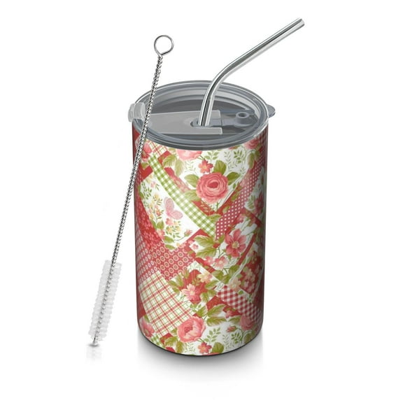 20oz Coffee Tumblers Pioneer Flower Stainless Steel Vacuum Insulated Travel Tumbler Coffee Cups Mug with Lid and Straw with Cleaning Brush for Cold & Hot Drinks