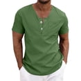 thumbnail image 5 of Purcolt Men's Cotton Linen Golf Shirts Summer Casual Button V Neck Short Sleeve T Shirts Lightweight Moisture Wicking Slim Fit Beach Basic Tees Tops, 5 of 6