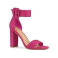 thumbnail image 1 of BLISSFUL STEP Open Toe Ankle Straps Block Heel Sandals for Women Hot Pink 7, 1 of 7