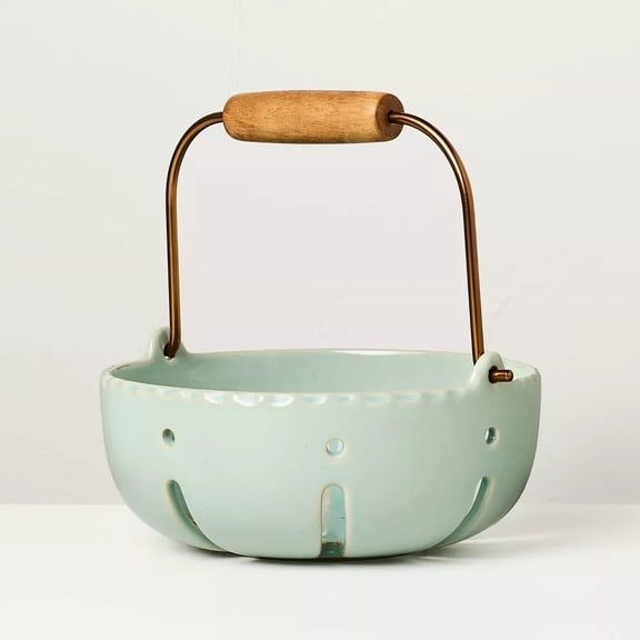 Stoneware Berry Serving Bowl with Handle Peace Blue