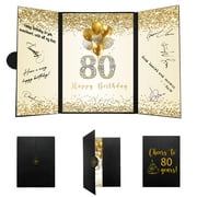 Trgowaul 80th Birthday Decorations MMF7Men Women 80 Birthday Alternative, Gaint 80th Birthday Decoration Black Gold Signature Card, Happy 80 Birthday Party Favors 80th Birthday Decor Table Sign