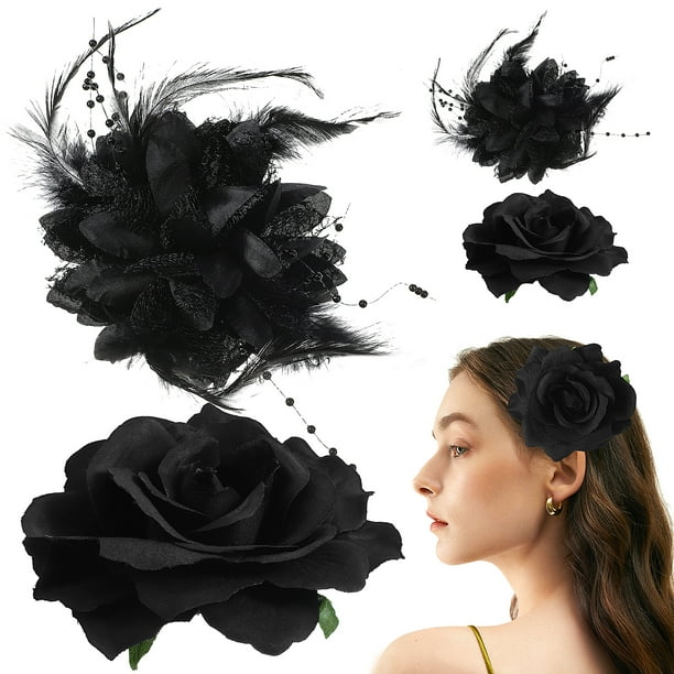 4 pinzas para el pelo con flores y rosas, accesorios para el pelo de fiesta para mujeres y adolescentes.