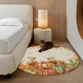 thumbnail image 3 of Orange Pumpkins Fall Thanksgiving Round Area Rug 4 FT, Non Slip Indoor Outdoor Rug, Maple Leaf Rustic Washable Soft Circular Carpet Non-Shedding Floor Mat for Coffee Table Nursery Foyer Balcony, 3 of 9