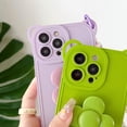 thumbnail image 3 of for iPhone 14 Pro Max Case Silicone Stand Case Flower Kickstand Holder Invisible Platin Bracket Soft Cute Bear Luxury Bumper Fashion Protection Shockproof Case for Women Girls Black, 3 of 8