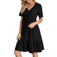 thumbnail image 1 of B91xZ Robe pour Femmes Printemps Été Profond V Cou Élégant Noeud Papillon Mini Robe, Noir M, 1 of 5
