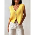 thumbnail image 4 of Gupgi Knit Tank Tops for Women Button Front V-Neck Basic Tops Casual Solid Color Sleeveless Sweater Vest, 4 of 8