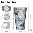 thumbnail image 4 of 16oz Tumblers Cute Dachshund and Dog Footprint Stainless Steel Vacuum Insulated Double Wall Travel Tumbler Cups Mug with Lid and Straw,Cleaning Brush for Coffee,Tea, 4 of 4