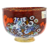 GlassOfVenice Murano Glass Millefiori Bowl - Red