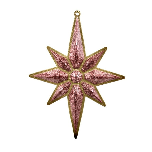 Christmas Star Ornament, Champagne with Rose Gold, 8.5-inch