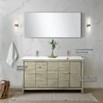 thumbnail image 5 of Lafarre 60 in W x 20 in D Rustic Acacia Double Bath Vanity, Cultured Marble Top, Rose Gold Faucet Set and 55 in Mirror, 5 of 10