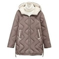 thumbnail image 2 of Antinious Womens Solid Long Sleeve Hooded Mid Length Slim Puffer Jacket Womens Outerwear Hooded Zipper Jacket,Jackets for Women Trendy,Casual Winter Coats for Women,Coffee,L, 2 of 4