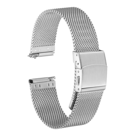 Uxcell Stainless Steel Mesh Watch Band 18mm Quick Release Metal Replacement Strap Adjustable for Men Women, Silver Tone