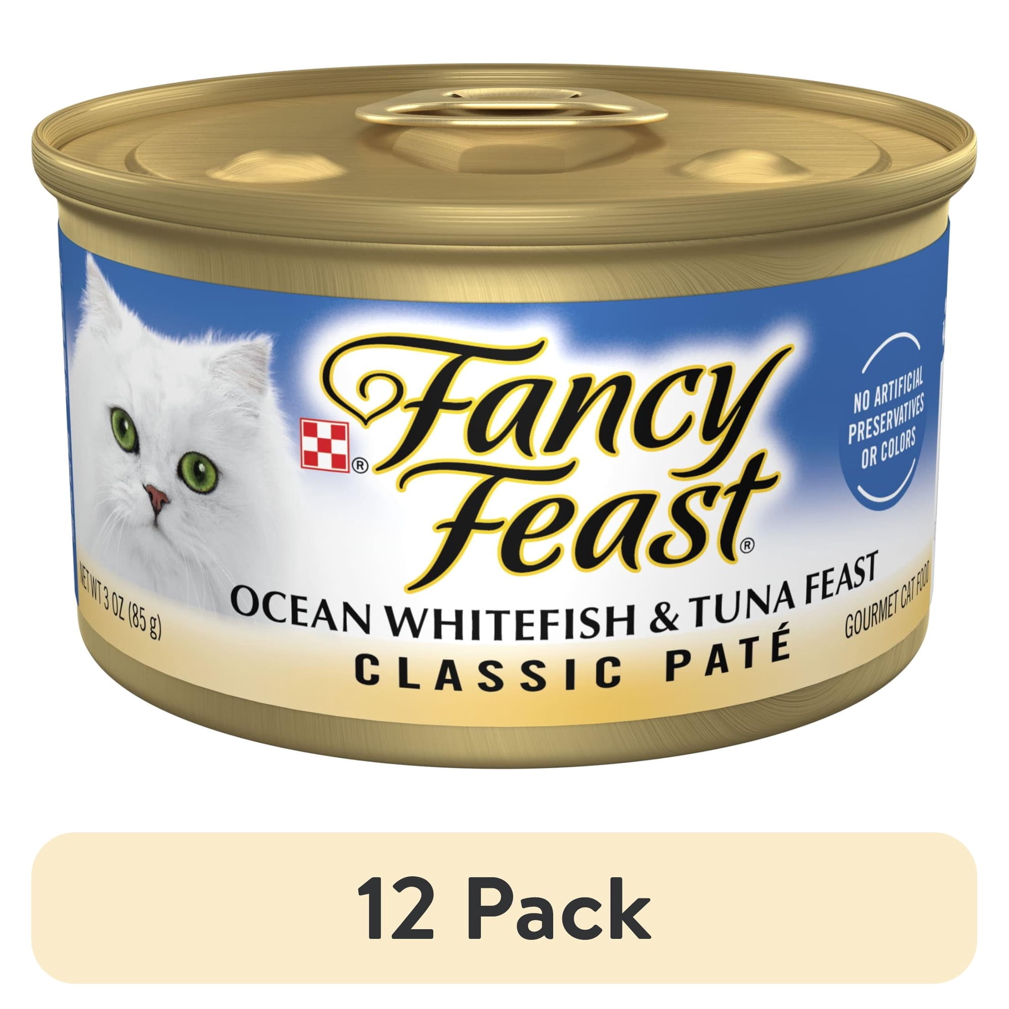 (12 pack) Purina Fancy Feast Ocean Whitefish & Tuna Classic Pate Wet Cat Food  3 oz Can