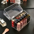 thumbnail image 2 of Shoreew Transparent Lipstick Storage Box Organizer with 18 Compartments Large Capacity Dustproof Lipstick Nail Polish Container, 2 of 7