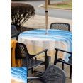 thumbnail image 5 of Outdoor Tablecloth with Umbrella Hole for Patio/Picnic/Party/Camping, Blue Beach Coastal Waterproof Table Cloth Square Cover Washable, Summer Nautical Seaside Ocean Ombre (54"x 54"), 5 of 8