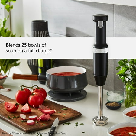 KitchenAid - Cordless Variable Speed Hand Blender with Chopper and Whisk attachment - KHBBV83 - Black Matte