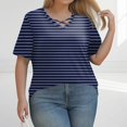 thumbnail image 2 of TQWQT Womens Plus Size Summer Tops 2025 4x-5x V Neck Criss Cross Tunic Shirts Striped Color Block T-Shirt Short Sleeve Shirts Dressy Casual Summer Clothes 4XL, 2 of 6