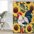 thumbnail image 6 of Shower Curtains Rooster Sunflower Butterfly Bath Curtain Floral Leaf Waterproof Bathroom Shower Curtain Set with Hooks Decoration 72 x 72 Inches, 6 of 7