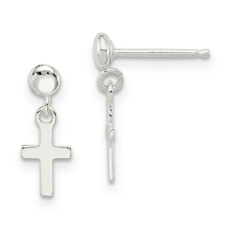Aa Jewels Solid 925 Sterling Silver Dangle Cross Earrings 5mm X Solid 925 Sterling Silver Dangle Cross Earrings 5mm X 15mm