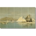 thumbnail image 1 of Ceramic Tile Mural-William Bradford Waterfront Painting 403. 60" w x 36" h using (15) 12 x 12 ceramic tiles, 1 of 3