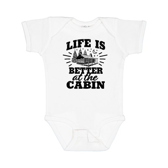 Inktastic Life is Better at the Cabin with Trees and Moon Boys or Girls Baby Bodysuit