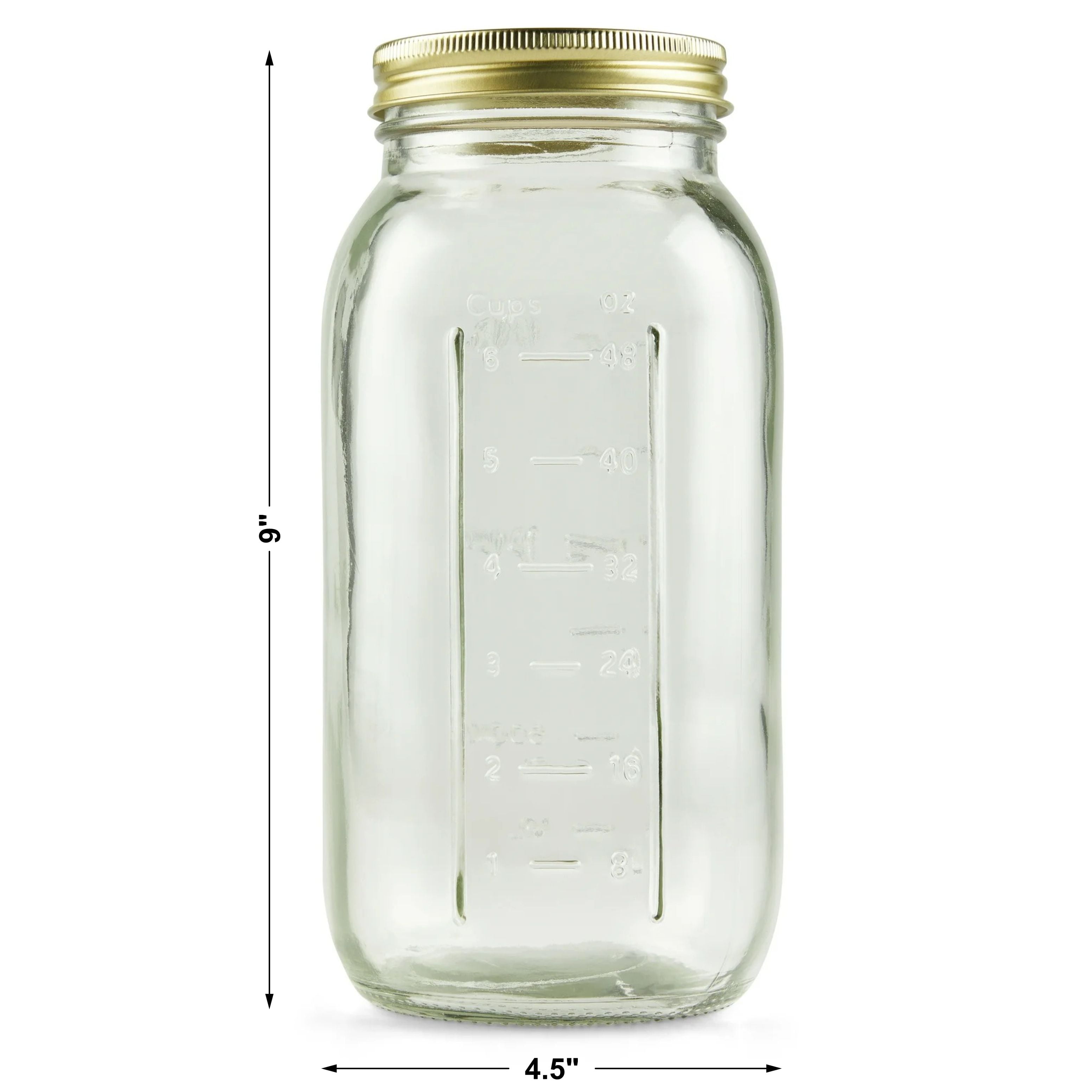 Mainstays 64 oz Mason Jars, Wide Mouth Half Gallon Canning Jars with Lids and Rings, 6-Pack Extra Large Glass Jars for Home Canning and Pantry Storage