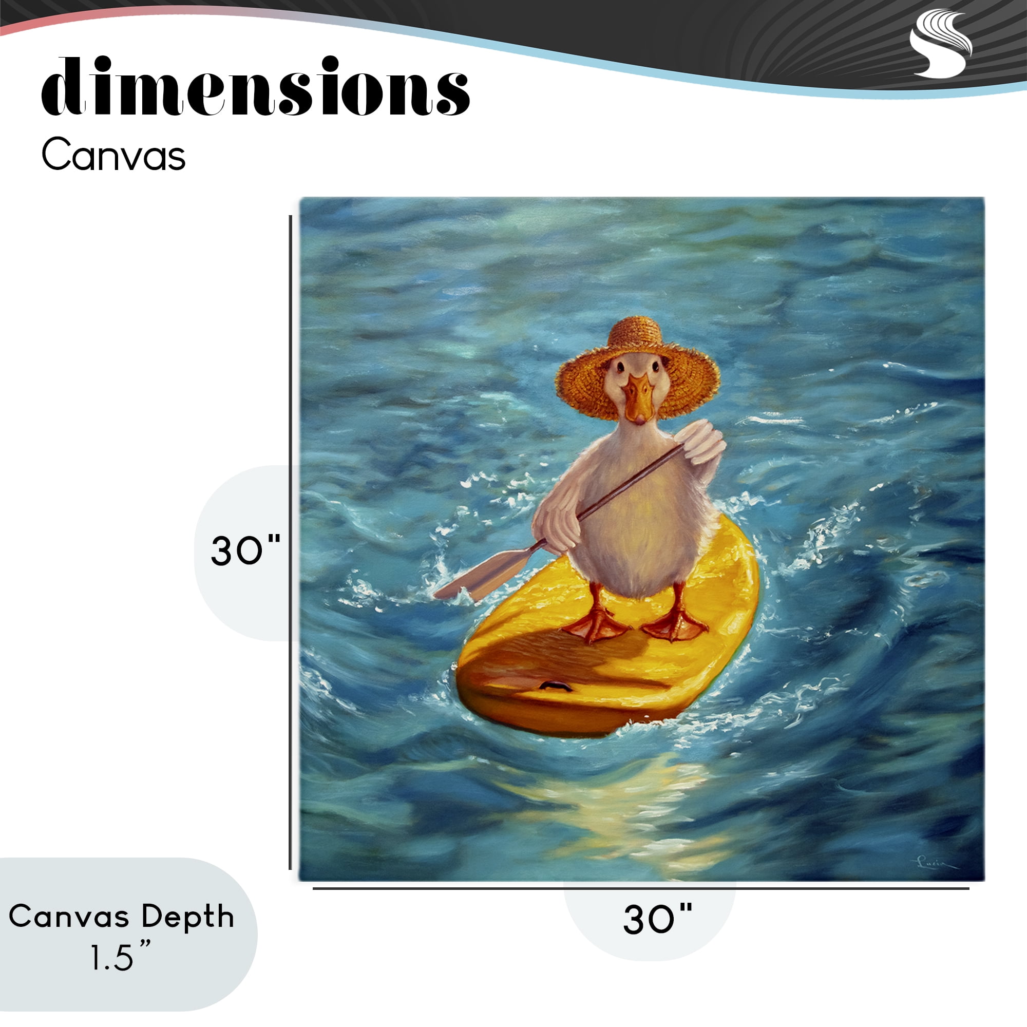 Stupell Industries The Paddler Duck with Straw Hat Canvas Wall Art, design by Lucia Heffernan