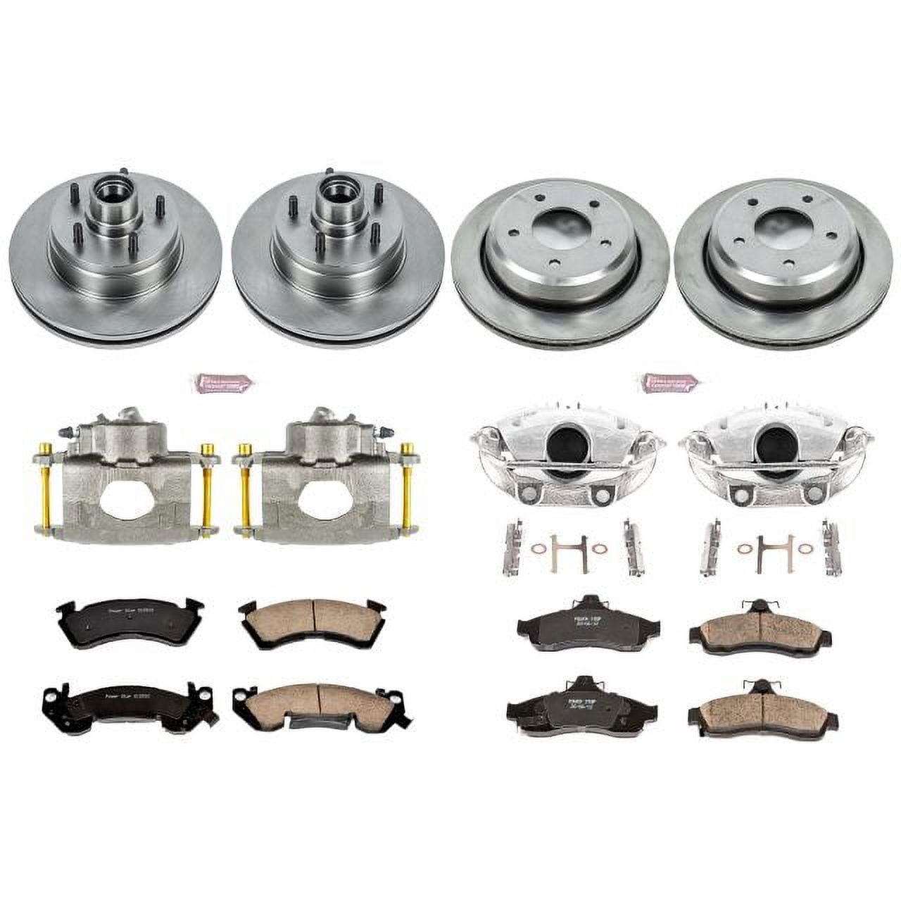 PowerStop Front and Rear Stock Replacement Brake Pad and Rotor Kit with Calipers Fits: CHEVROLET Select Models KCOE4338