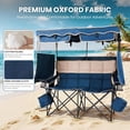 thumbnail image 2 of ABORON Oversized Loveseat Camping Chair for Two with Detachable Cooler Bags, UPF 50+ Canopy, Portable Folding Canopy Camping Chair with Cup Holders, Double Camping Chair for Outdoor Beach Lawn Picnic, 2 of 8