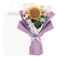 thumbnail image 1 of Ramo de flores de ganchillo Uxcell, girasol tejido a mano con bolsa de regalo para decoración del hogar DIY [Morado], 1 of 6