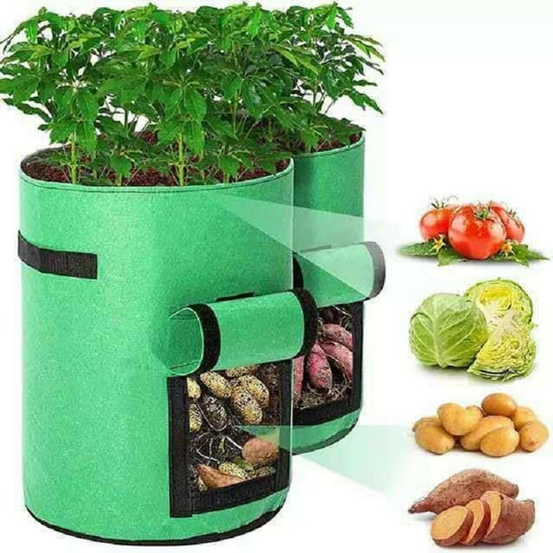 HIUS 10 Gallon Green Potato Growing Bags Planting Bag with Flap and