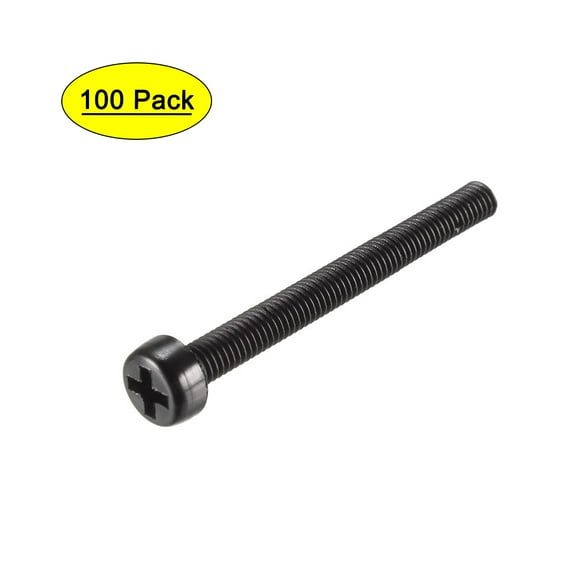 Uxcell M3x30mm Round Head Nylon Machine Screw Bolt Fastener Black (100-pack)