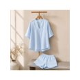 thumbnail image 2 of Two Piece Linen Short Sets for Women Short Sleeve V Neck Shirt Top and Shorts Casual Summer Travel Vacation Outfits Loose Short Sleeve, 2 of 5