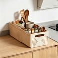 thumbnail image 5 of Plastic Storage Bin | Collapsible Storage Basket for Home Kitchen and Desk Organization, 11X4X3 in Cream Plastic Storage Container, 5 of 6
