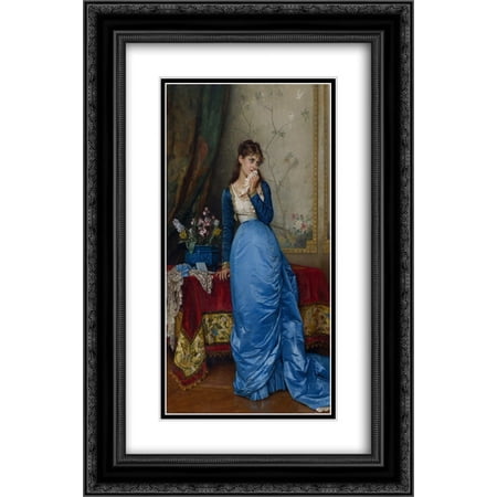 Auguste Toulmouche 2x Matted 18x24 Black Ornate Framed Art Print 'The Letter'
