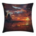 thumbnail image 1 of Scenery Decor Throw Pillow Cushion Cover, Ancient First Age Seemed View with Safari Wild Animals Gazelles and Forest Image, Decorative Square Accent Pillow Case, 16 X 16 Inches, Multi, by Ambesonne, 1 of 2