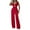 Red, variant on Womens Summer Jumpsuits Elegant One Piece Outfits Tie Knot Wide Leg Long Straight Pants Rompers Solid Color High-Waist Pleated Jumpsuit
