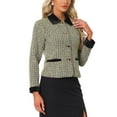 thumbnail image 3 of BLAZER DE TWEED A CUADROS DE VELVET CON COLLAR ELEGANTE PARA MUJERES CHIC M AMARILLO, 3 of 5