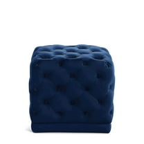 Meridian Furniture Stella Contemporary Velvet Ottoman/Stool in Navy