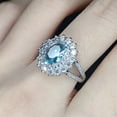 thumbnail image 4 of Anillo de diamante cuadrado con topacio azul pavo real chapado en plata 925, anillo de compromiso con piedras preciosas de promesa eterna, piedra preciosa de aguamarina para mujer, talla O, 4 of 4