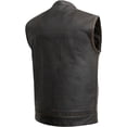 thumbnail image 2 of First Mfg Co - Sharp Shooter - Men's Motorcycle Biker Riding Leather Vest - Black Olive - 5X Large, 2 of 5