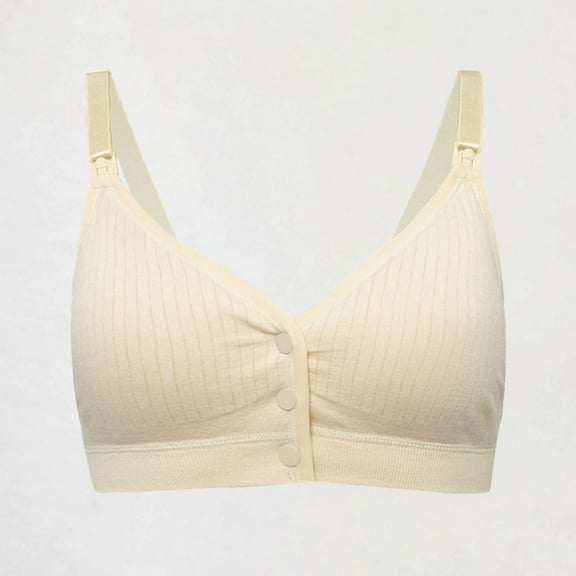 absanyy Womens Plus Size Nursing Bra 2XL - Front Closure Wirefree Stretchy Comfort Maternity Bra for Breastfeeding & Daily Wear, Beige