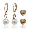 thumbnail image 2 of Set de dos pares aretes tipo broquel CYRA modelo corazón y perla, 2 of 3