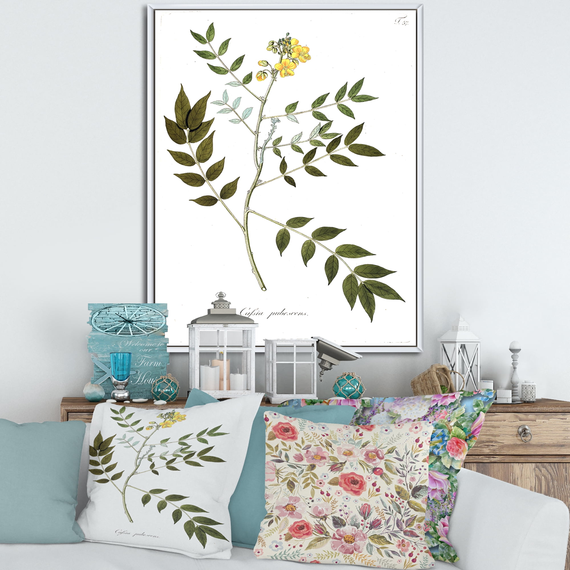 Designart 'Ancient Botanicals XVIII' Traditional Framed Canvas Wall Art Print