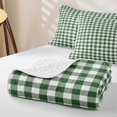 thumbnail image 4 of Erosebridal Green Plaid Art Twin Quilt Set,Modern Geometric Artwork Twin Coverlet Set For Girls,2pcs, 4 of 7